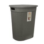 45L Small Laundry Hamper with Lid Plastic Washing Clothes Storage Bin - GREY