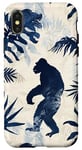 Coque pour iPhone X/XS Bleu Minimaliste Tropical Vintage Bigfoot Mythique Sasquatch