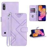 GOTOURED for Samsung A10 Phone Case,A10 Wallet Case Card Holder,Leather Kickstand Flip Cases Cover,Wrist Strap,Magnetic Closure,Shockproof Protective for Galaxy A10 (Purple)