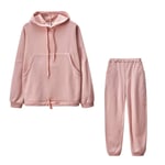 Forêtîle Survêtement Femme Décontracté Jogging Femmes Sport Ensemble Sweat à Capuche Polaire Poche de Kangourou Pyjama D'Intérieur Tenue Casual Manche Longue Pantalon Confortable (S,Rose)