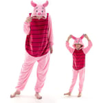 Snug Fit Unisex Vuxen Onesie Pyjamas, Flanell Cosplay Animal One Piece Halloween kostym Sovkläder Hemkläder Q Mike 105cm Piglet Piglet XL