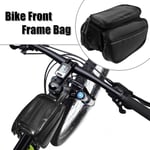 Front Frame Bag with Touch Screen Phone Holder Storage Bag for Bicycle Black