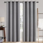 MIULEE Rideaux opaques Rideaux isolants thermiques avec œillets Rideaux 100% opaques de style lin Rideaux pour le salon Protection contre le froid Rideau occultant Lot de 2, 140 x 200 cm Gris Clair