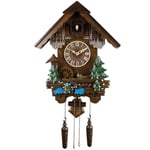 GaoF Pendule à Coucou avec chronométrage Musical, avec Cabine à thème de Roue à Eau rotative en Bois Massif 3D sculptée à la Main, adaptée à la Chambre et au Salon des Enfants