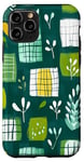 Coque pour iPhone 11 Pro Vert abstrait damier Happiness is Being a Grandma