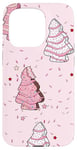 iPhone 15 Pro Pink Christmas Tree Cakes Pattern Cute Xmas Case