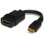 StarTech.com 5in Mini HDMI to HDMI Adapter - 4K High Speed HDMI Adapter - 4K 30Hz Ultra HD High Speed HDMI Adapter - HDMI 1.4 - Gold Plated Connectors - UHD Mini HDMI Adapter 4K - Black (HDACFM)