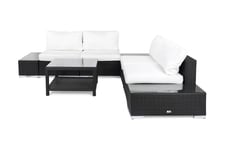 Loungegrupp Bahamas 5-sits 1 Bord 75x75 - Divan 2 Avslut Svart Loungeset & loungegrupp Vit,Svart Comfort Garden