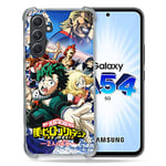 Cokitec Coque Renforcée en Verre Trempé pour Samsung Galaxy A54 5G Manga My Hero Academia Affiche