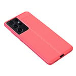 HHYHOME For Samsung Galaxy S21 Ultra, Soft TPU Litchi PU Leather Ultra Thin Texture Back Cover Shockproof Cell Phone Case,Pink,Samsung S21 Ultra