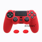 Punainen-pehmeä silikonikumikotelo Sony PlayStation Dualshock 4 PS4 DS4 Pro Slim Controller -suojakotelolle + 2 peukalokahvaa