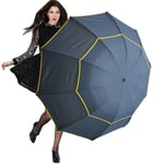 Extra Oversize Large Compact Umbrella Double Canopy Vented Windproof Waterpro UK