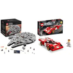 LEGO 75192 Star Wars Millennium Falcon, UCS Set for Adults, Model Kit to Build with Han Solo & Speed Champions 1970 Ferrari 512 M Sports Red Race Car Toy