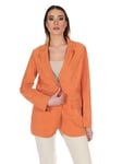 D'Arienzo Blazer en Cuir Daim Orange Agneau Femme Intérieur Gris Cuir Véritable Olivia L/Orange