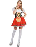 Oktoberfest Red Beer Girl Dame - Kostyme