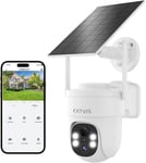 Camera Surveillance Wifi Exterieure Sans Fil,3Mp 2.4G Ptz Camera Avec Panneau Solaire,Detection De Forme Humaine Mouvement,Vision Nocturne Couleur 20M,Audio Bidirectionnel,Etanche Ip66(1 Pcs)