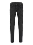 JACK & JONES Men's Jeans Slim Fit Denim Pants Low Rise Button Fly, Black Denim Colour, UK Size 36W / 32L