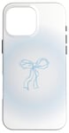 Coque pour iPhone 16 Pro Max Bleu clair Aura Soft Girl Ruban Bow Coquette Esthétique