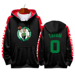 DDOYY Tatum #0 Celtics Basketball Pull à capuche Homme et Femme Manches Longues Sweat à Capuche Pullover Veste Noir XXXXL