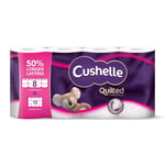 Cushelle Quilted 3-Ply - 50% Longer Rolls - Toilet Tissue Paper Roll - 32 Rolls