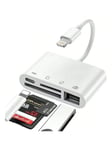 SD-kortinlukija Micro SD-korttisovitin 4 in 1 -polkupelikameran kortinlukija 3.0 USB OTG -kaapeli Lightning-yhteensopiva IPhonen kanssa. IPad Plug and Play Sopii ulkoretkeilyyn - valkoinen