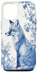 Coque pour iPhone 12/12 Pro Blue Fox Chinoiserie French Esthétique Toile Fille