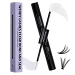 Lash Bond and Seal, Clear Cluster Lash Glue for Eyelash Extensions Adhesive Individual Lash Glue Strong Hold Individual Eyelash Glue Latex Free Mascara(5ml+5ml)