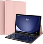 Étui Clavier Pour Galaxy Tab A9 Plus / A9+ Case, Coque Avec Clavier Samsung Tab A9 Plus / A9+ 11 Inch 2023 Avec Porte-Stylo Et Pavé Tactile, Clavier Bluetooth Détachable, Or Rosé