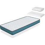 Pack Matelas 90X200 lit enfants h14 cm confort pro + 1 oreiller junior 90x35 cm + 1 Protège matelas 90x200 cm