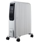 electriQ 2500W Smart Oil Filled Radiator with Thermostat and Weekly Timer - Whit