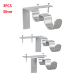 Curtain Rod Brackets Fixed Clip Shower Pole Bracket Silver 3pcs