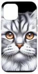 Coque pour iPhone 12/12 Pro Chat tigré argenté x Chat mignon x Chat gris