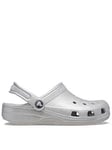 Crocs Kids Classic Glitter, Silver, Size 8 Younger