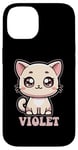 Coque pour iPhone 14 Violet Motif chat mignon pour fille Violet