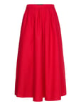 Mango Pleated Midi-Skirt Röd