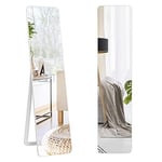 FANTASK Miroir Complet 2 en 1, sur Pied et Miroir Mural avec Cadre en Bois, Miroir de Dressing, 37 x 160 cm