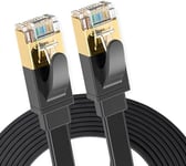 Elfcam® - 1m Câble Ethernet Cat 8, Plat Câble Réseau LAN WAN, SFTP 30AWG, 2000Mhz 40Gbps avec Connecteurs RJ45 Haute Qualité, Noir (1M)