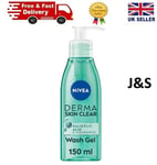 NIVEA Derma Skin Clear Wash Gel (150ml), Deep Cleansing Face Wash Gel