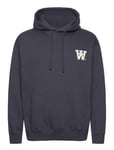 DOUBLE A BY W.W. Cass Aa Moss Embroidery Hoodie Marinblå