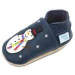 Dotty Fish Chaussures Cuir Souple bébé et Bambin. Chaussure marine avec Bonhomme de neige. Garçons et Filles. 12-18 Mois (21 EU)