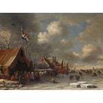 Artery8 Thomas Heeremans Enjoying The Ice Skating Painting Large Wall Art Poster Print Thick Paper 18X24 Inch