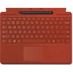 Microsoft Clavier Signature pour Surface Pro - Clavier - avec pavé tactile, accéléromètre, plateau de rangement et de chargement du Surface Slim Pen 2 - AZERTY - Français - rouge coquelicot -...