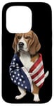 Coque pour iPhone 15 Pro Beagle Dog Patriot Wrap dans le drapeau des USA American Spirit