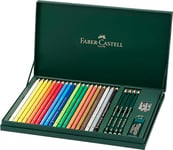 Faber-Castell 210051 - Set cadeau Mixed Media Polychromos, 20 crayons avec accessoires, multicolore