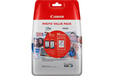Canon PG-545 XL/CL-546XL Photo Value Pack - 2-pack - Lång livslängd - svart, färg (cyan, magenta, gul) - original - 50 ark - 100 x 150 mm - bläckpatron/papperssats