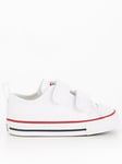 Converse Infant Unisex Easy-On Velcro Leather Ox Trainers  - White, White, Size 2