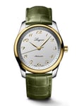 LONGINES Master Collection 40mm Klocka med Automatverk, Silver tavla, Datum, Grönt läderarmband, 18K Guld  L2.793.5.72.2