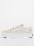 Vans Womens Old Skool Platform Trainers - Blue, Beige, Size 4, Women