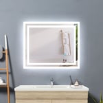 Acezanble - 100 x 60 cm miroir de salle de bain anti-buée, miroir mural cosmétique lumineux, miroir led avec éclairage,interrupteur tactile