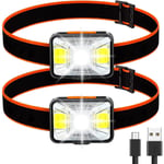 2 kpl LED USB ladattava otsalamppu 5 tilaa, valkoinen, punainen valo